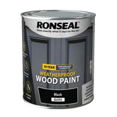 Ronseal 10 Year Weatherproof Wood Paint Gloss Black 2.5L